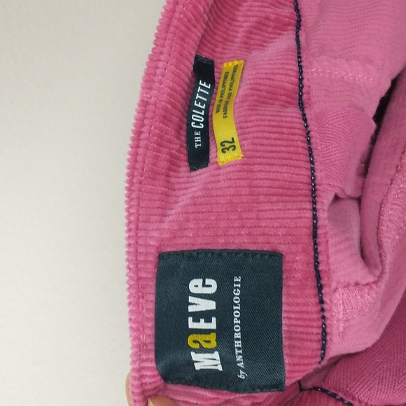 Anthropologie Maeve The Colette Pants Womens 32 Pink Wide Leg Corduroy Cropped - Picture 8 of 10